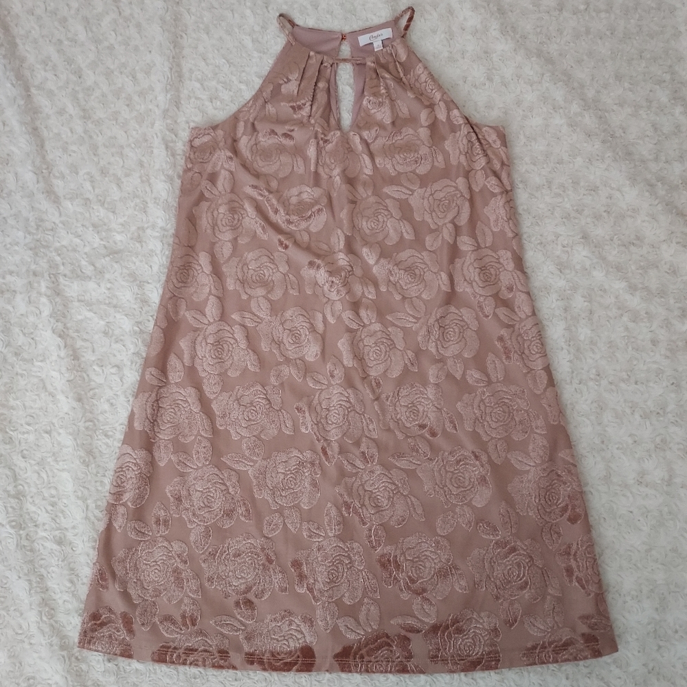 Candie's Mauve Crushed Velvet Floral Dress Juniors Small Spring Romantic Party